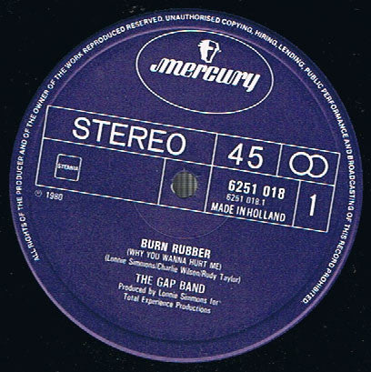 The Gap Band : Burn Rubber (Why You Wanna Hurt Me) (12", Maxi)