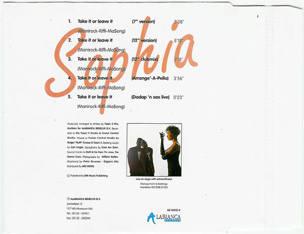 Sophia : Take It Or Leave It (CD, Maxi)