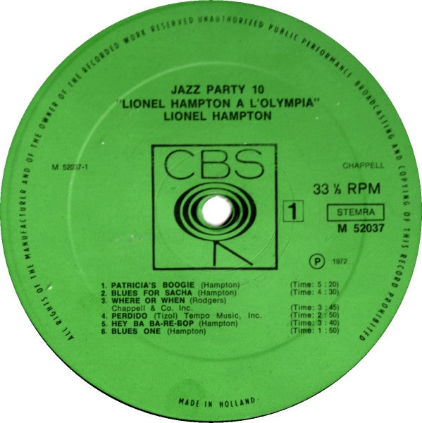 Lionel Hampton : Lionel Hampton A L'Olympia (LP, RE)