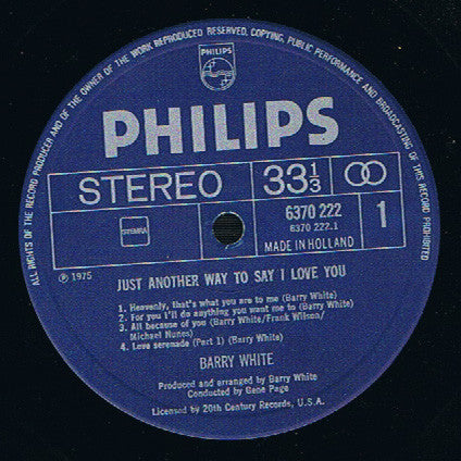 Barry White : Just Another Way To Say I Love You (LP, Album)