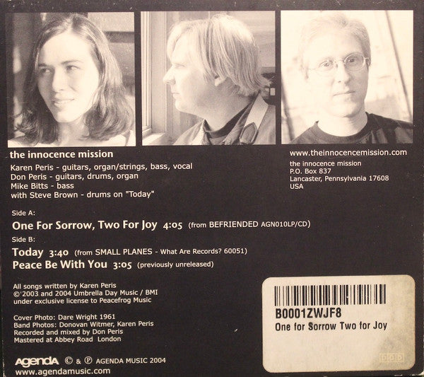 The Innocence Mission : One For Sorrow, Two For Joy (CD, Single, Dig)