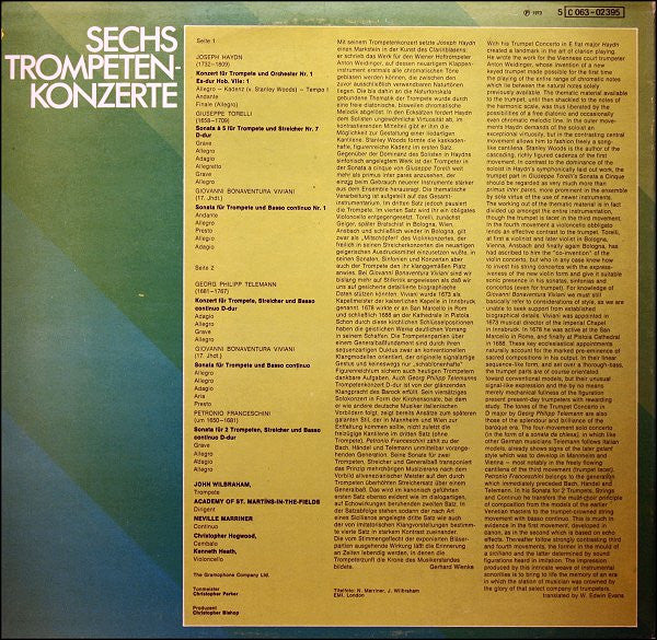 Petronio Franceschini, Joseph Haydn, Georg Philipp Telemann, Giuseppe Torelli, Giovanni Buonaventura Viviani / John Wilbraham / The Academy Of St. Martin-in-the-Fields / Sir Neville Marriner : Sechs Trompetenkonzerte (LP, Album)
