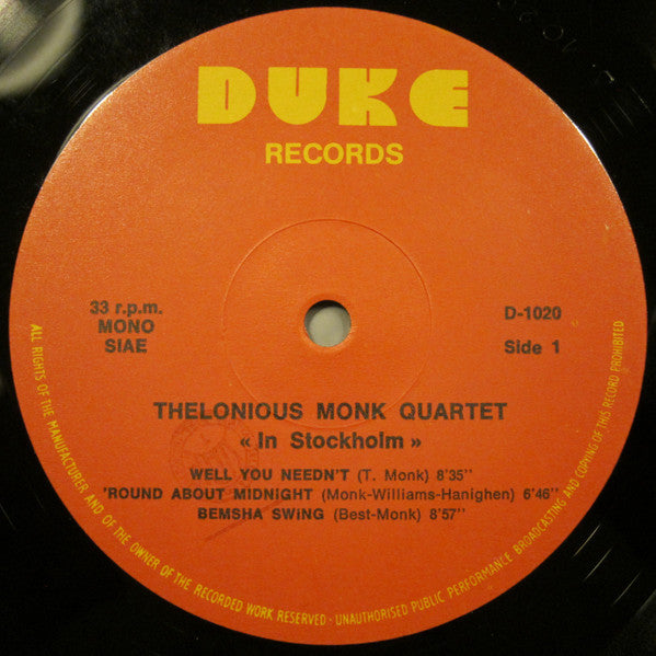 Monk* : In Stockholm (LP, Album, Mono, Ltd)