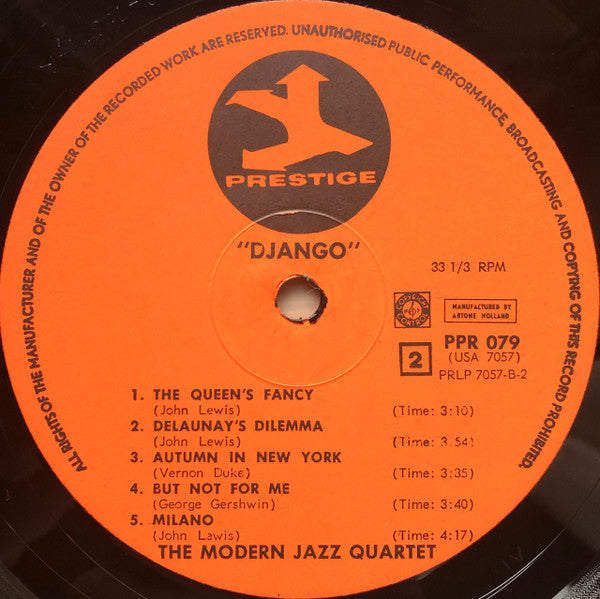The Modern Jazz Quartet : Django (LP, Album, Mono, RE, RM)