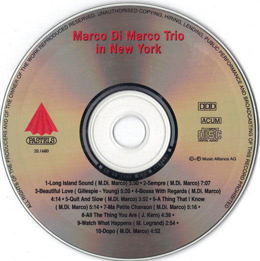 Marco Di Marco Trio : Marco Di Marco Trio In New York "Sempre" (CD, Album)