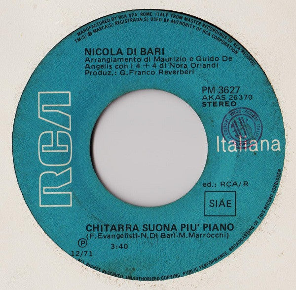 Nicola Di Bari : Chitarra Suona Più Piano / Lontano, Lontano (7")