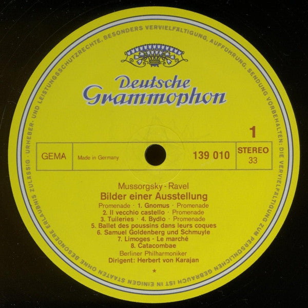 Maurice Ravel / Modest Mussorgsky, Berliner Philharmoniker · Herbert von Karajan : Bolero / Tableaux D'une Exposition = Bilder Einer Ausstellung = Pictures At An Exhibition (LP, RE, RP)
