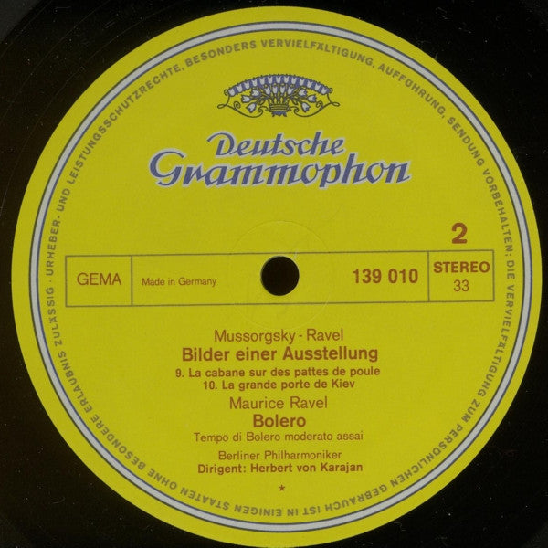 Maurice Ravel / Modest Mussorgsky, Berliner Philharmoniker · Herbert von Karajan : Bolero / Tableaux D'une Exposition = Bilder Einer Ausstellung = Pictures At An Exhibition (LP, RE, RP)