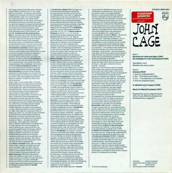 John Cage : Nocturne - Six Melodies - Amores - A Valentine Out Of Season - Music For Marcel Duchamp (LP)