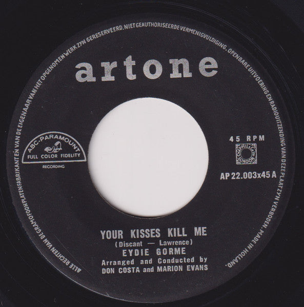 Eydie Gormé : Your Kisses Kill Me  (7", Single, Mono)