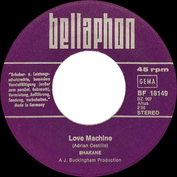 Shakane : Love Machine (7", Single)