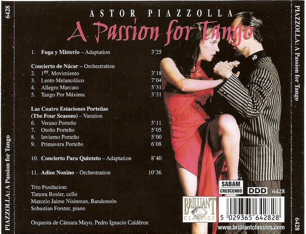 Trio Fundacion / Orquestra De Cámara Mayo : Astor Piazzolla - A Passion For Tango (CD, Album)