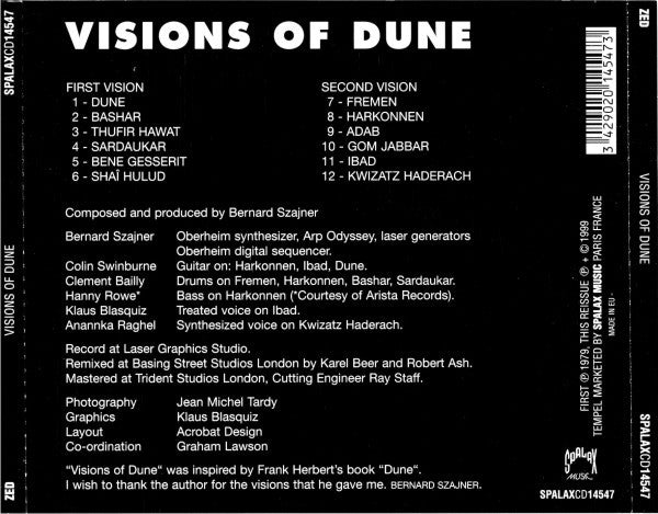 Zed (5) : Visions Of Dune (CD, Album, RE)