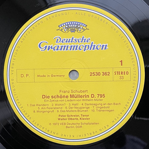 Franz Schubert - Peter Schreier : Die Schöne Müllerin (LP)