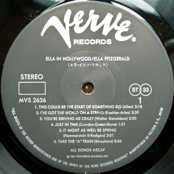Ella Fitzgerald : Ella In Hollywood (LP, Album, RE)