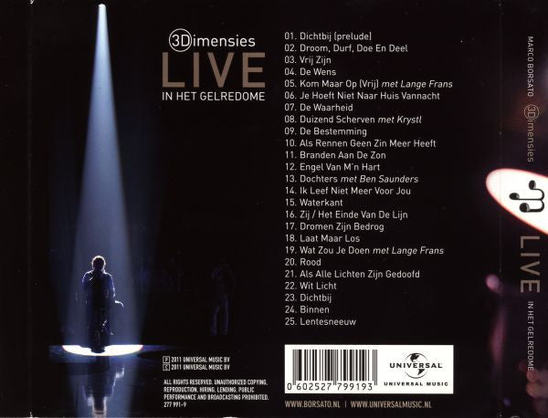 Marco Borsato : Dromen Durven Delen - Live - 3Dimensies (DVD-V, PAL + 2xCD, Album)