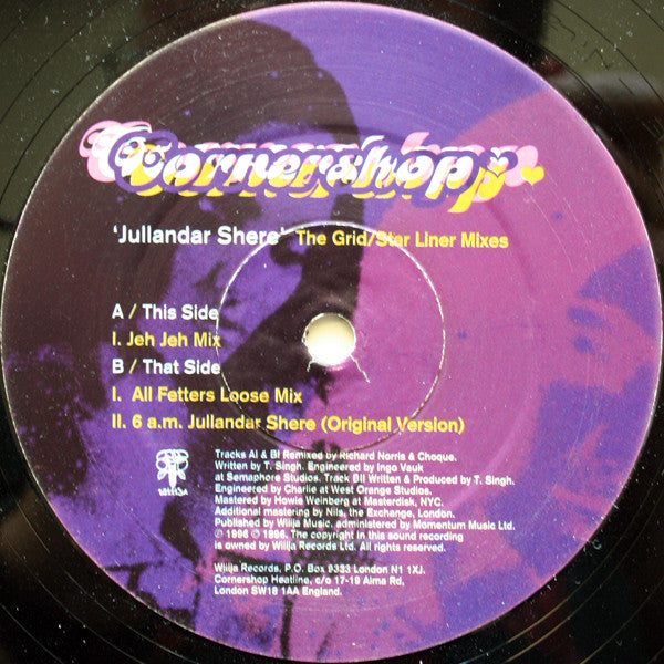 Cornershop : Jullandar Shere (The Grid/Star Liner Mixes) (12")