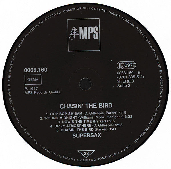 Supersax : Chasin' The Bird (LP, Album)