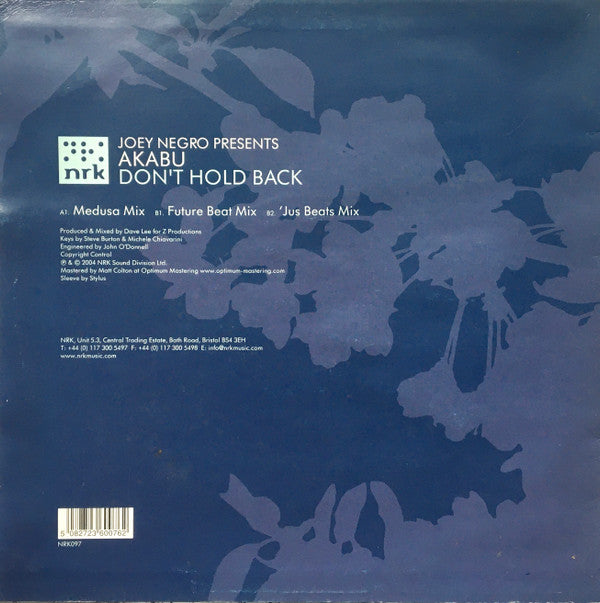 Joey Negro Presents Akabu : Don't Hold Back (12")
