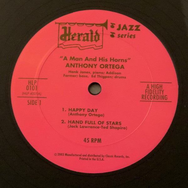 Anthony Ortega : A Man And His Horns (12", Mono, RM, Smplr, 200)