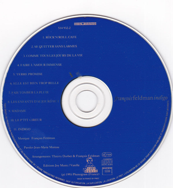 François Feldman : Indigo (CD, Album)
