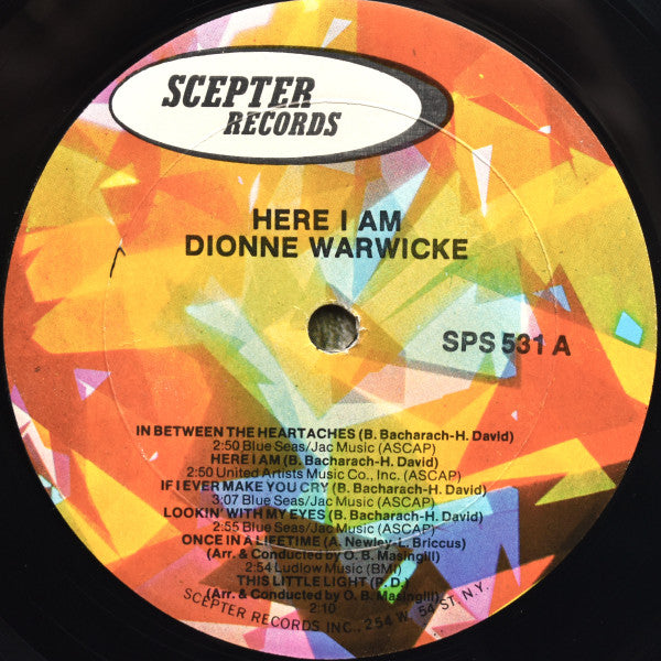 Dionne Warwick : Here I Am (LP, Album, RE, Pet)