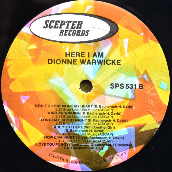 Dionne Warwick : Here I Am (LP, Album, RE, Pet)