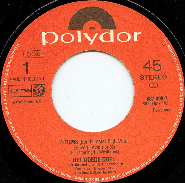 Het Goede Doel : 4 Films (Een Filmster Blijft Voor Eeuwig Leven) (7", Single)