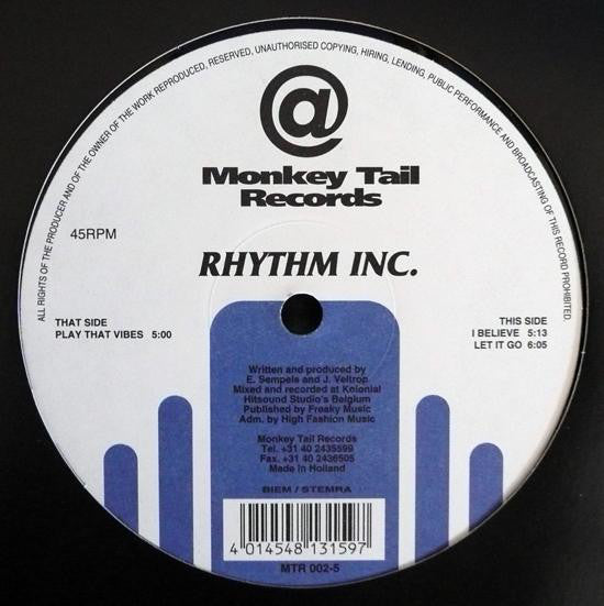 Rhythm Inc. (2) : Play That Vibes (12")