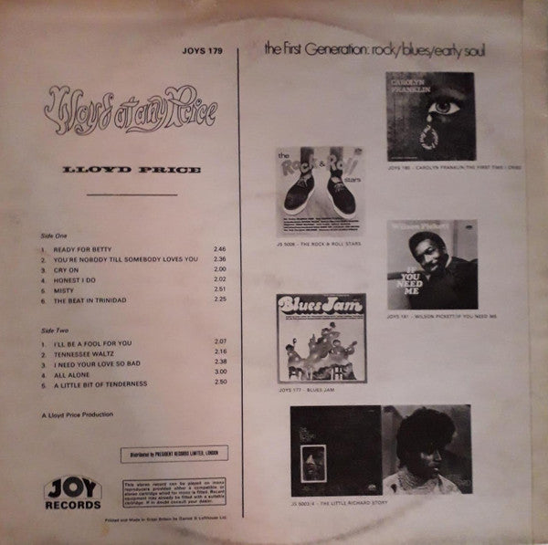 Lloyd Price : Lloyd At Any Price (The First Generation: Rock/Blues/Early Soul) (LP, Comp)