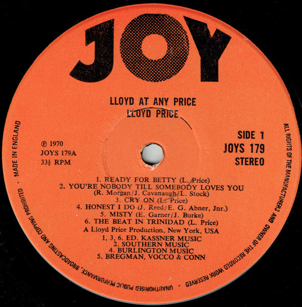 Lloyd Price : Lloyd At Any Price (The First Generation: Rock/Blues/Early Soul) (LP, Comp)