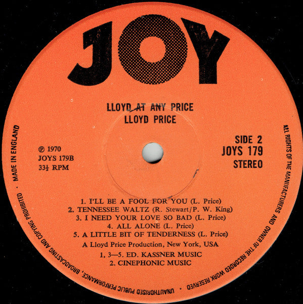 Lloyd Price : Lloyd At Any Price (The First Generation: Rock/Blues/Early Soul) (LP, Comp)