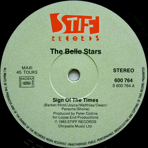 The Belle Stars : Sign Of The Times (12", Maxi)