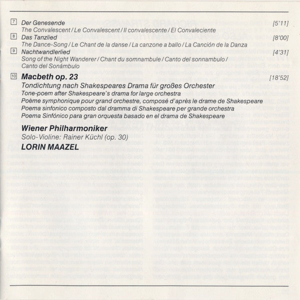 Richard Strauss - Wiener Philharmoniker • Lorin Maazel : Also Sprach Zarathustra • Macbeth (CD)