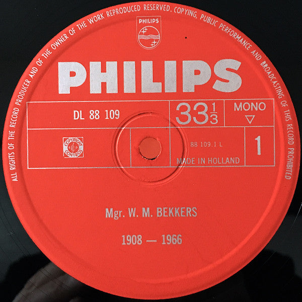 Mgr. W. M. Bekkers : 1908 - 1966 (LP, Mono)