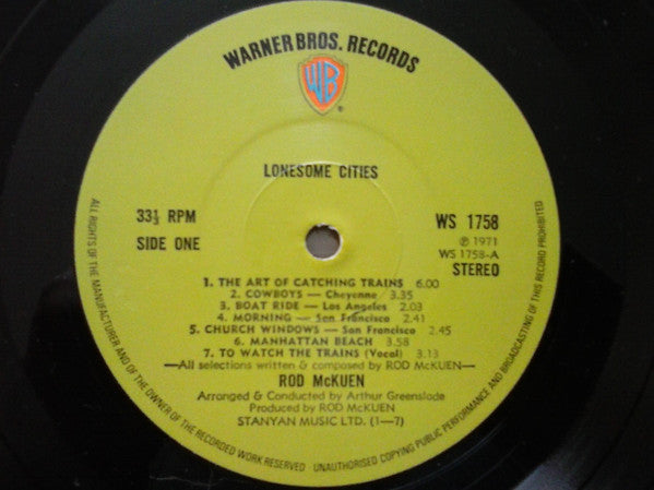 Rod McKuen : Lonesome Cities (LP, Album)