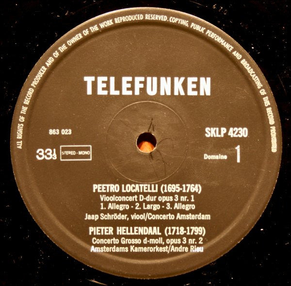 Pietro Antonio Locatelli, Pieter Hellendaal, Christoph Willibald Gluck, Johann Christian Bach - Jaap Schröder, Amsterdams Kamerorkest, Münchener Bach-Orchester, Aurèle Nicolet, Edgar Shann : Het Concert (LP, Comp)
