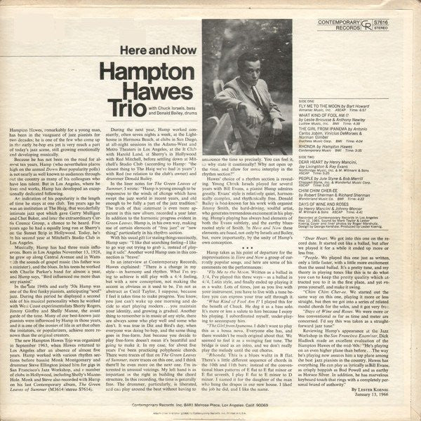 Hampton Hawes Trio : Here And Now (LP, Album)