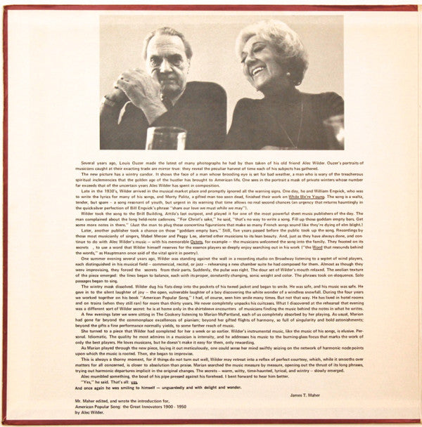 Marian McPartland : Marian McPartland Plays The Music Of Alec Wilder (LP, Album)