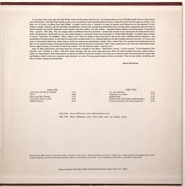 Marian McPartland : Marian McPartland Plays The Music Of Alec Wilder (LP, Album)