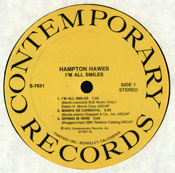Hampton Hawes : I'm All Smiles (LP, Album)