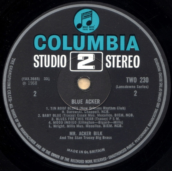 Mr. Acker Bilk* And The Stan Tracey Big Brass : Blue Acker (LP, Album)