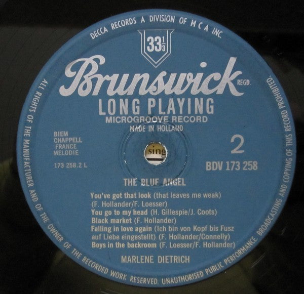 Marlene Dietrich : The Blue Angel (LP, Album, Comp)