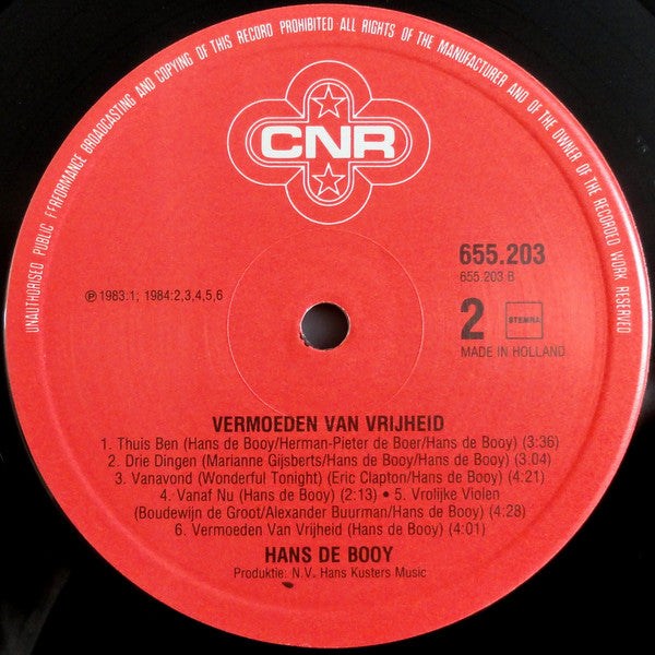 Hans De Booy : Vermoeden Van Vrijheid (LP, Album)