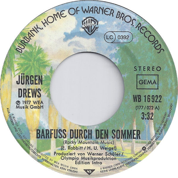 Jürgen Drews : Barfuß Durch Den Sommer (7", Single)