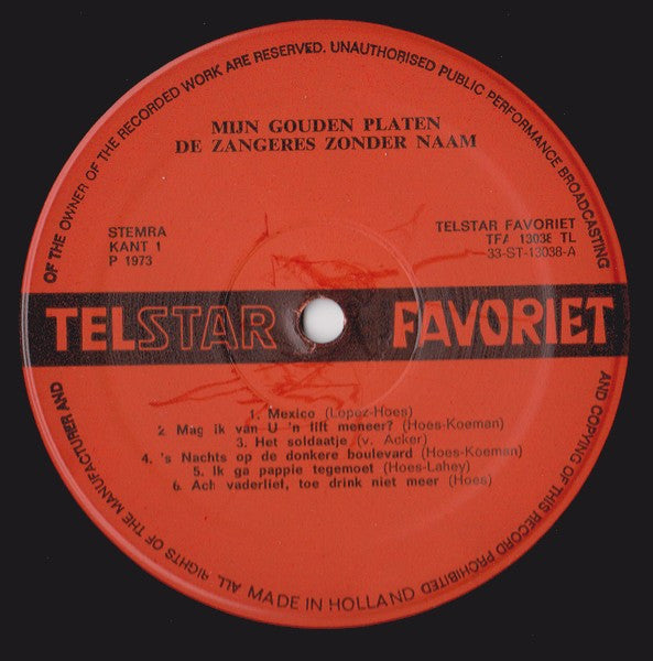 Zangeres Zonder Naam : Mijn Gouden Platen (LP, Comp)