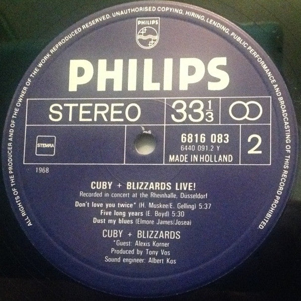 Cuby + Blizzards : Cuby + Blizzards Live (Recorded In Concert At The Rheinhalle Dusseldorf) (LP, Ltd, RE)