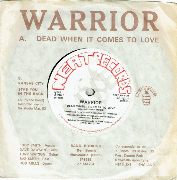 Warrior (8) : Dead When It Comes To Love (7", EP)