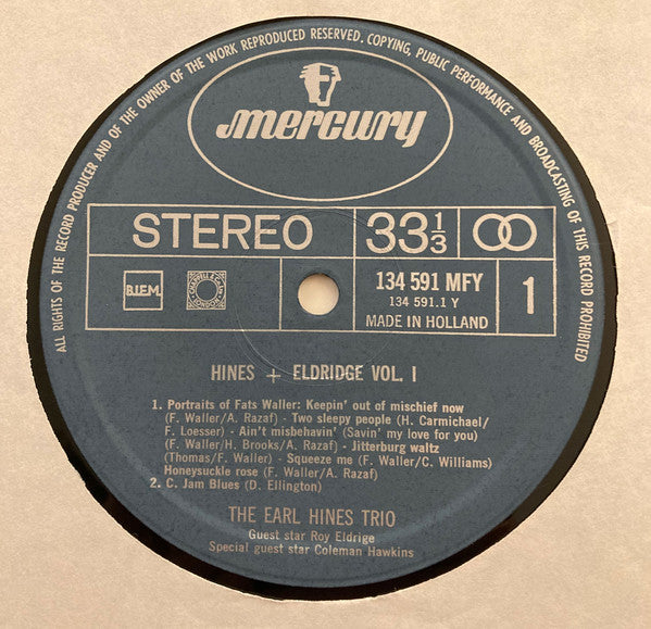 The Earl Hines Trio : Hines & Eldridge (LP, Album)