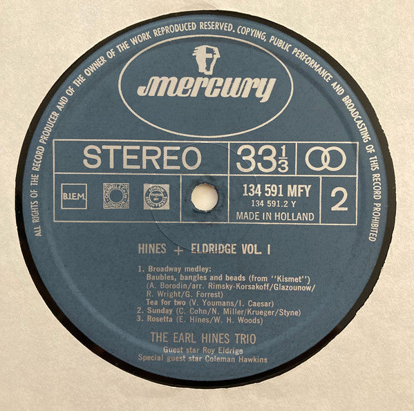 The Earl Hines Trio : Hines & Eldridge (LP, Album)